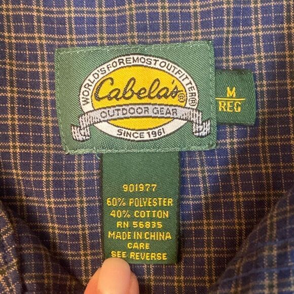 Cabela’s Blue Plaid Short Sleeve Button Up Shirt Men Size Medium - Picture 2 of 7